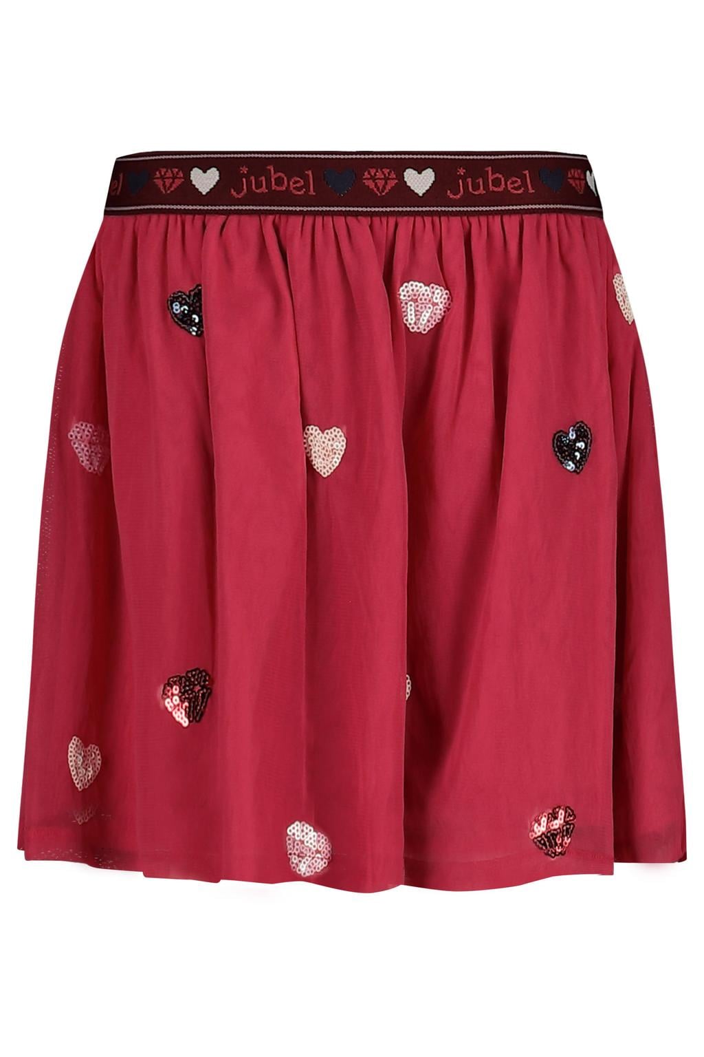 Jubel korte rok met tule details en hartjes - roze