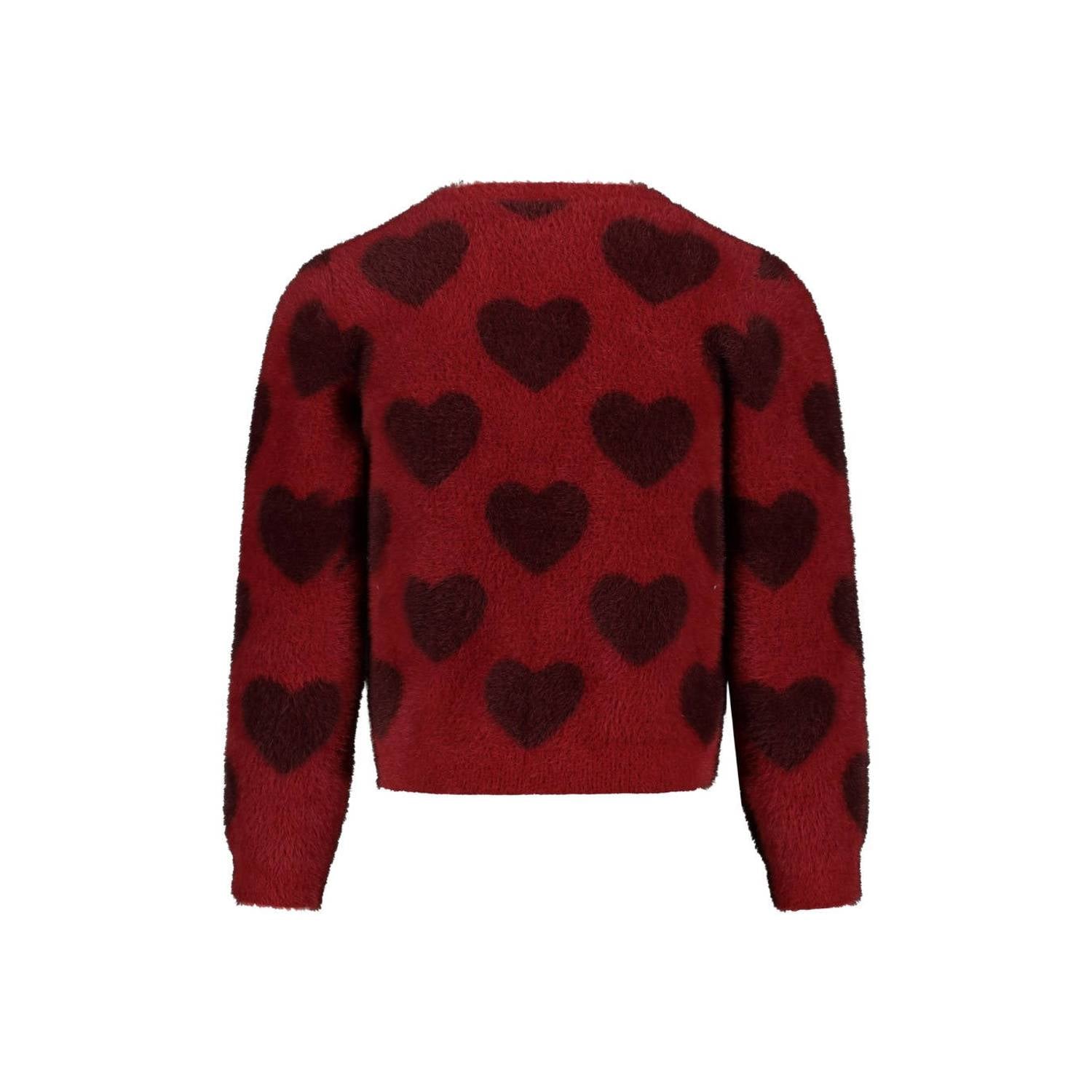 Jubel gebreid vest met hartjes rood