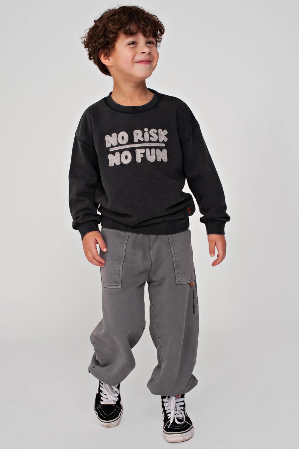 Grijze jongens Sturdy loose fit sweatpants Mountain top met regular waist, elastische tailleband met koord en effen