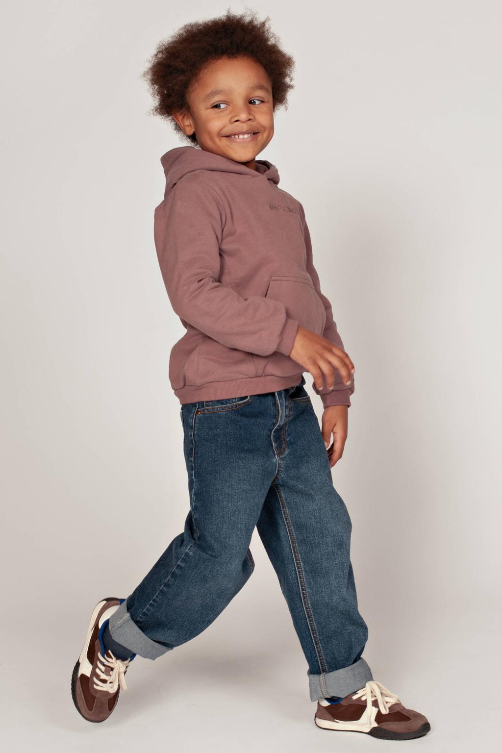 Oudroze jongens Sturdy hoodie Rock the Earth met effen, lange mouwen en capuchon