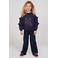 Jubel sweater met ruches en print - donkerblauw