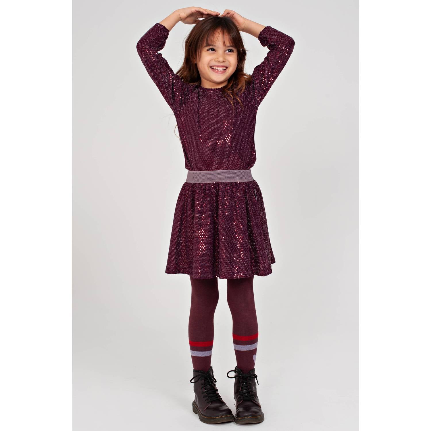 Jubel longsleeve met pailletten bordeauxrood