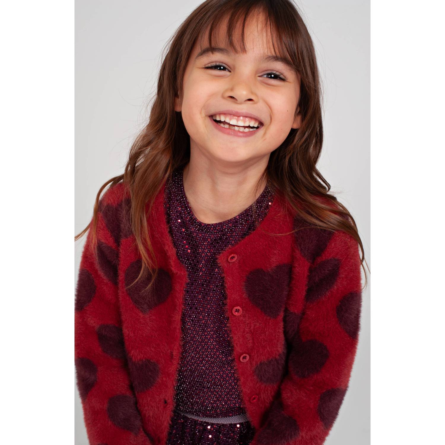 Jubel longsleeve met pailletten bordeauxrood