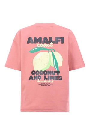 T-shirt met backprint - roze