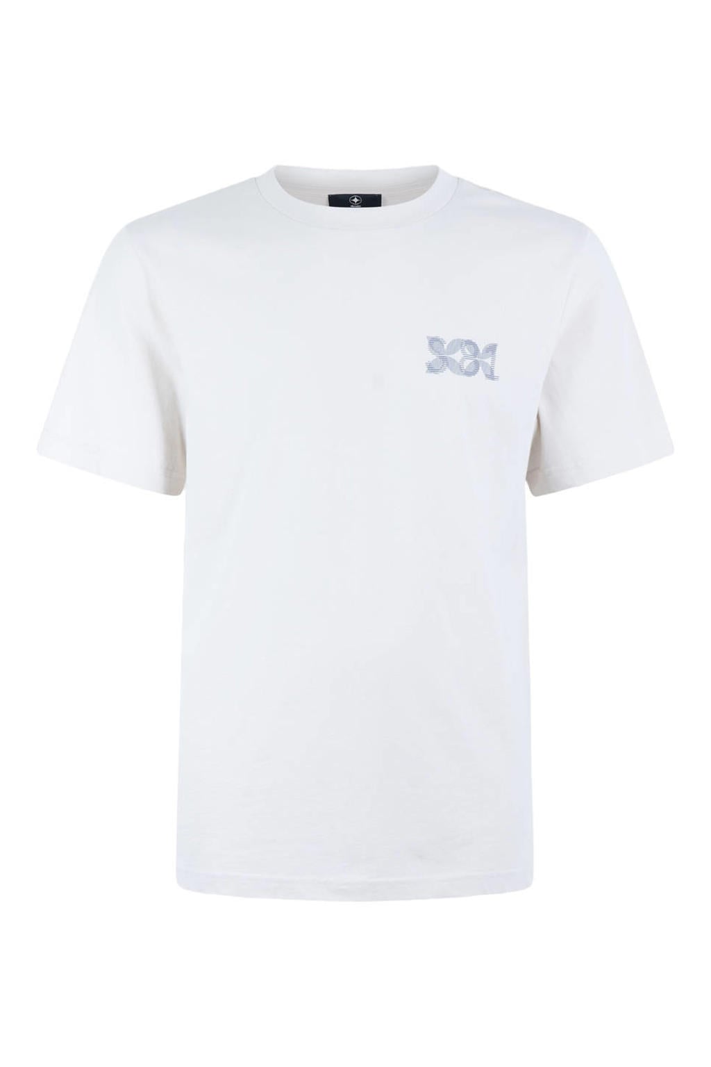Witte heren Shoeby regular fit T-shirt van katoen met korte mouwen en ronde hals