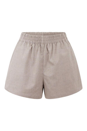 wide leg casual geruite short - grijs