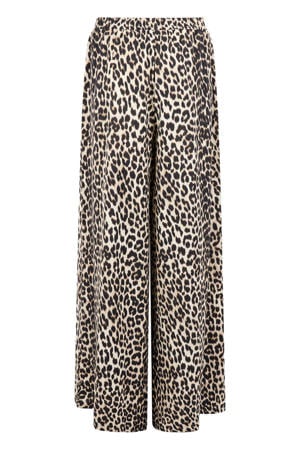 wide leg broek panterprint - beige