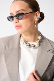 thumbnail: Shoeby geruite cropped blazer - grijs