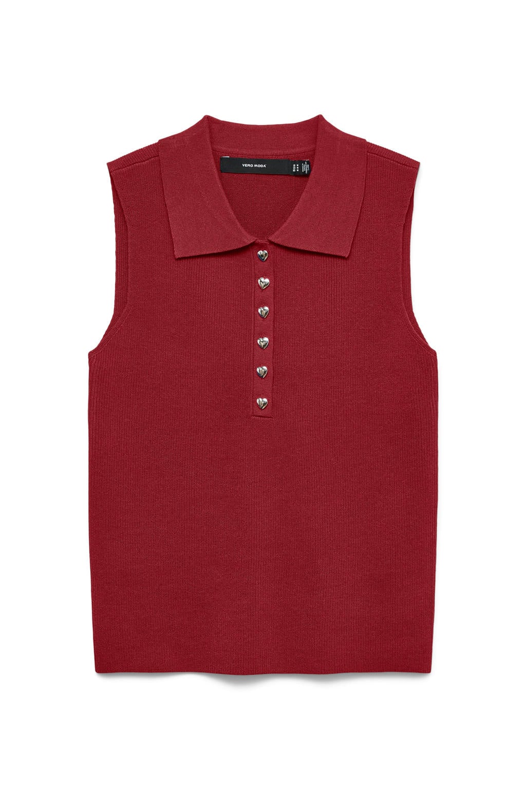Rode dames VERO MODA top van polyester met effen en polo kraag