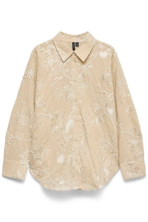 blouse met borduursels - beige