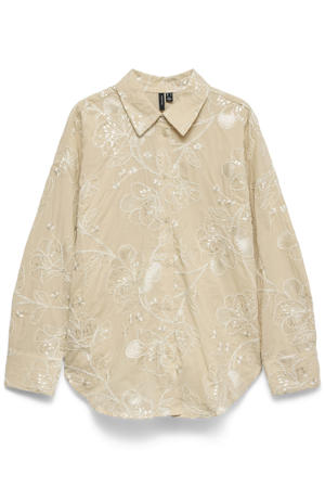 blouse met borduursels - beige
