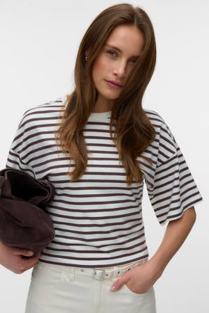 gestreept T-shirt - bruin