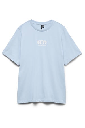 T-shirt met backprint - lichtblauw