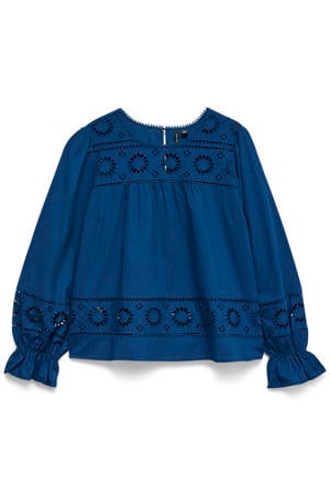 broderie top - donkerblauw