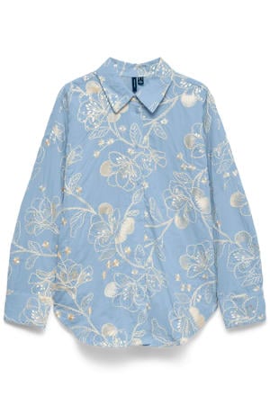 blouse met borduursels - blauw