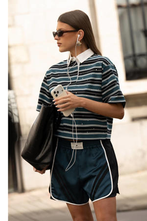 gestreepte polo - blauw