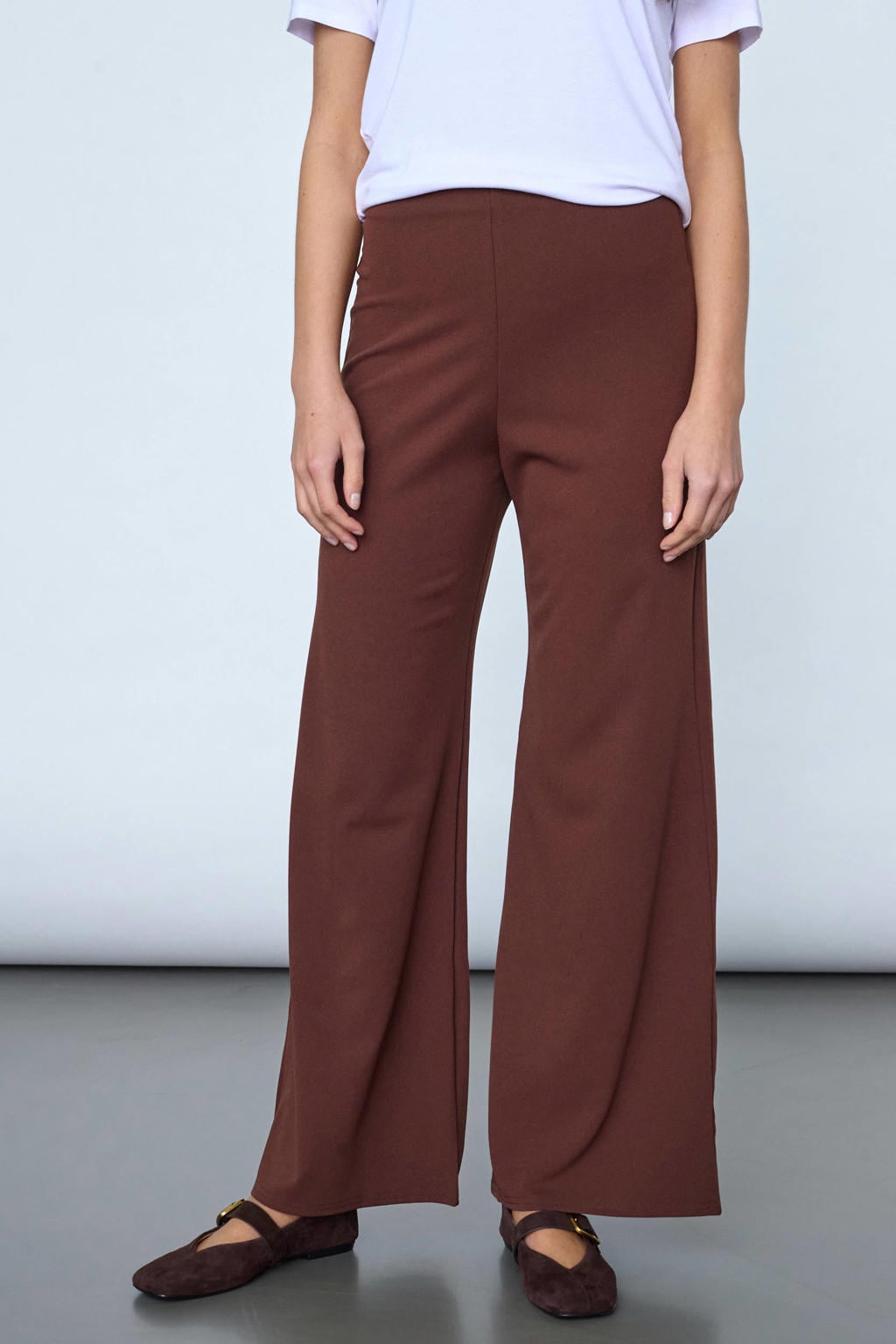 SisterS Point high waist wide leg palazzo broek - bruin