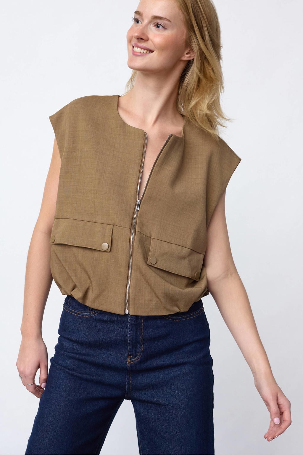 SisterS Point rechtvallend gilet - zand