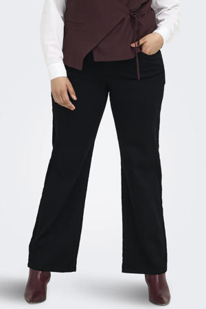 high waist wide leg jeans Plus Size - zwart