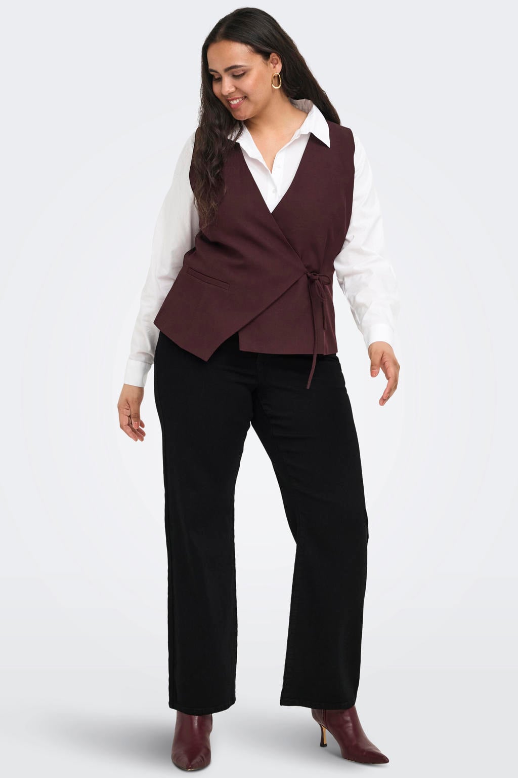 ONLY CARMAKOMA high waist wide leg jeans Plus Size - zwart
