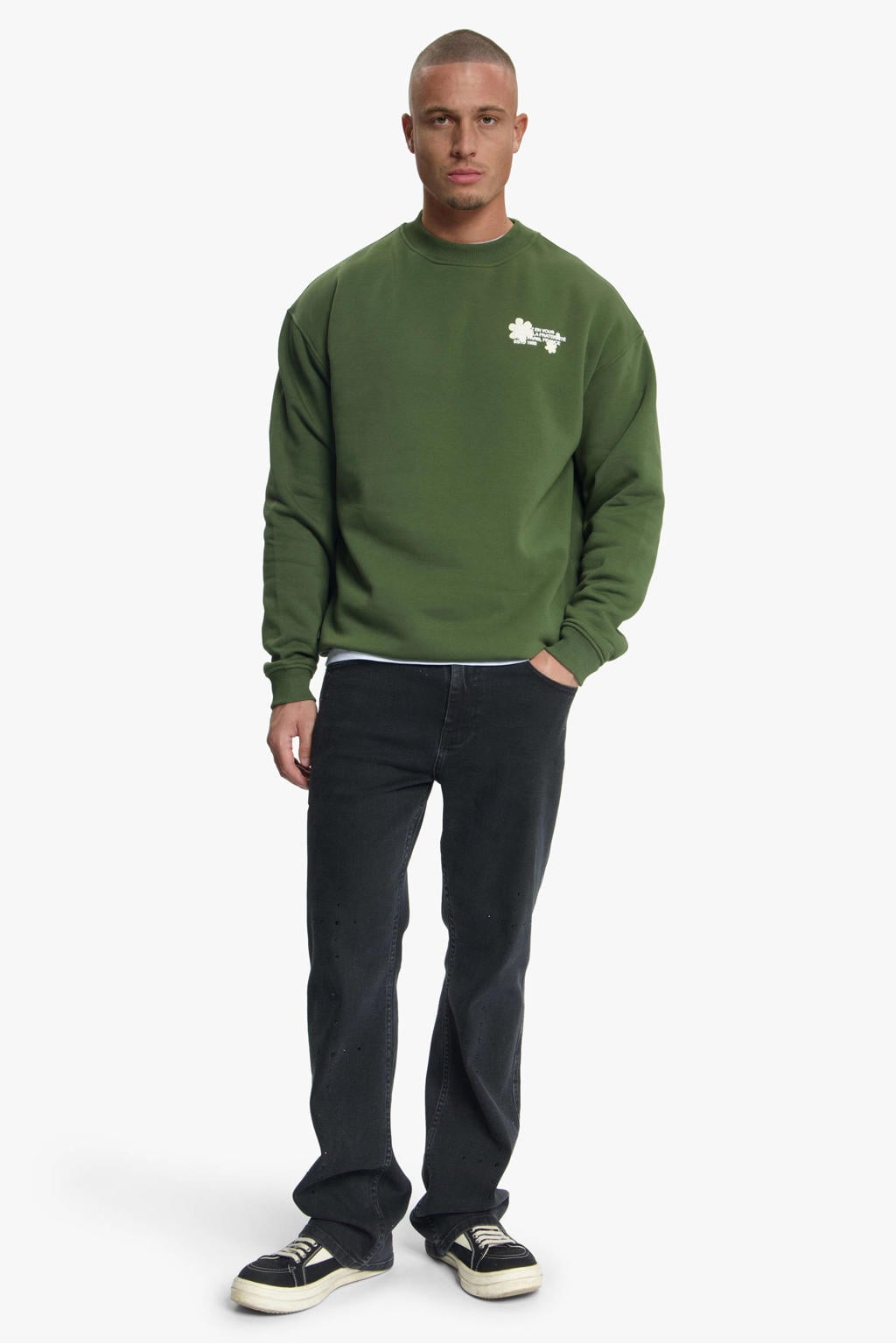 Croyez relaxed fit sweater met backprint - groen