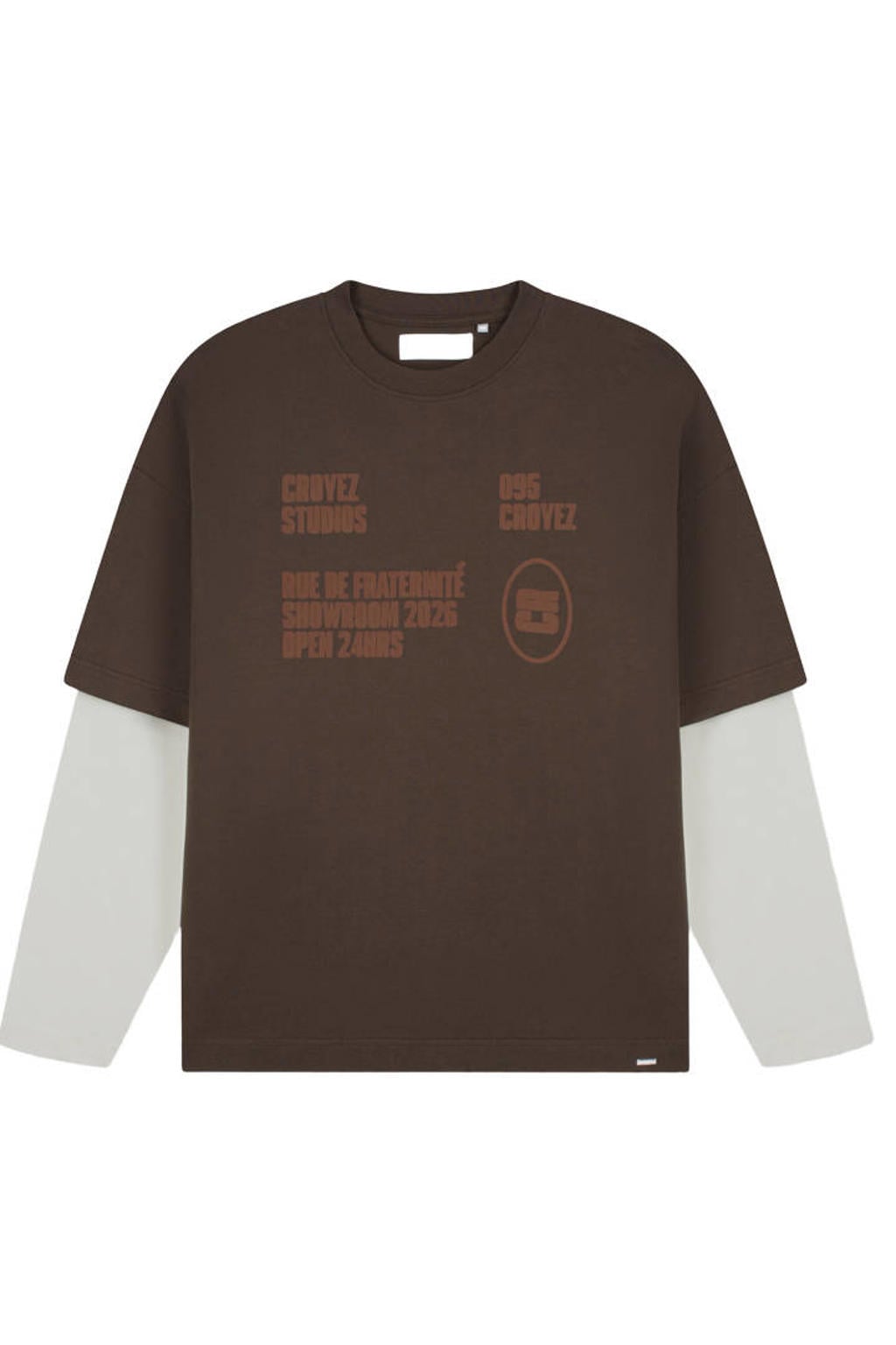 Croyez oversized longsleeve met print - bruin