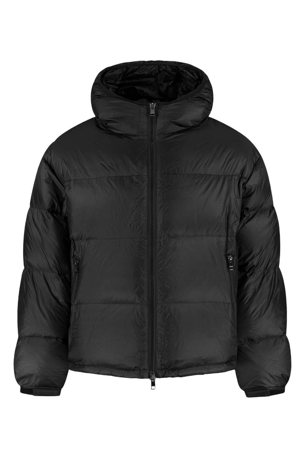 Zwarte heren Croyez pufferjas van polyamide met effen, capuchon, 2-way rits en doorgestikte details