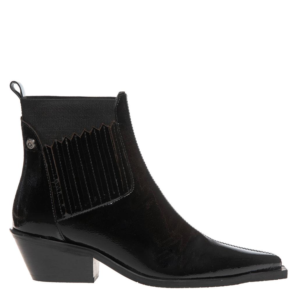 Zwarte dames Copenhagen Shoes The Walking Boot Patent western lakleren enkellaarzen -