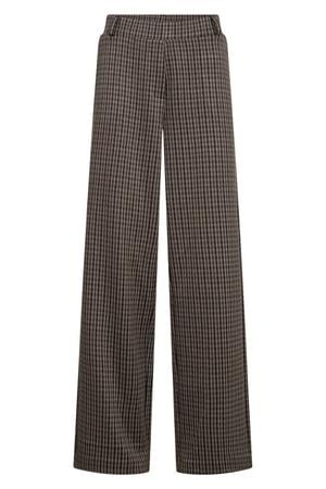 wide leg geruite broek - donkerbruin