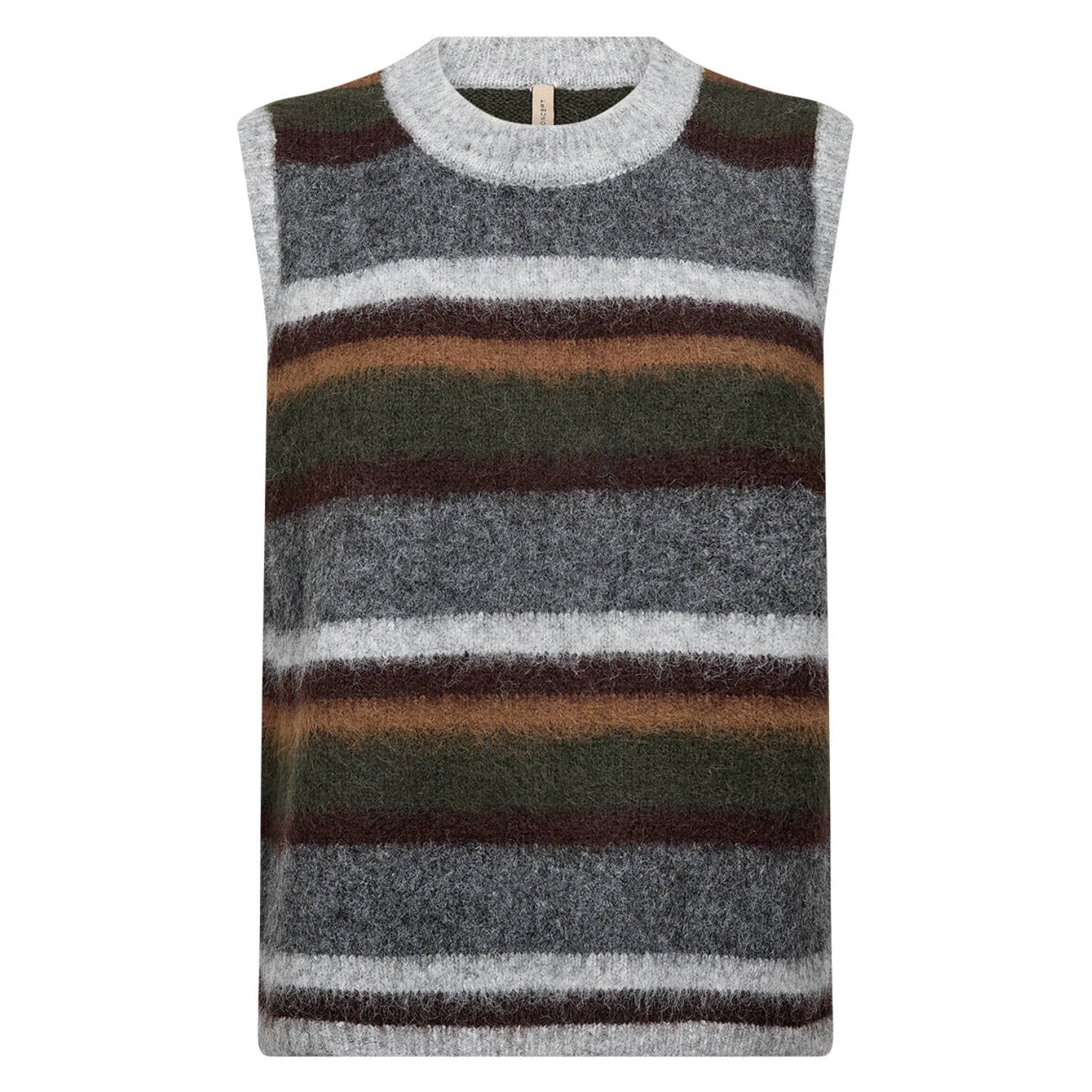 Soyaconcept gestreepte spencer met wol grijs