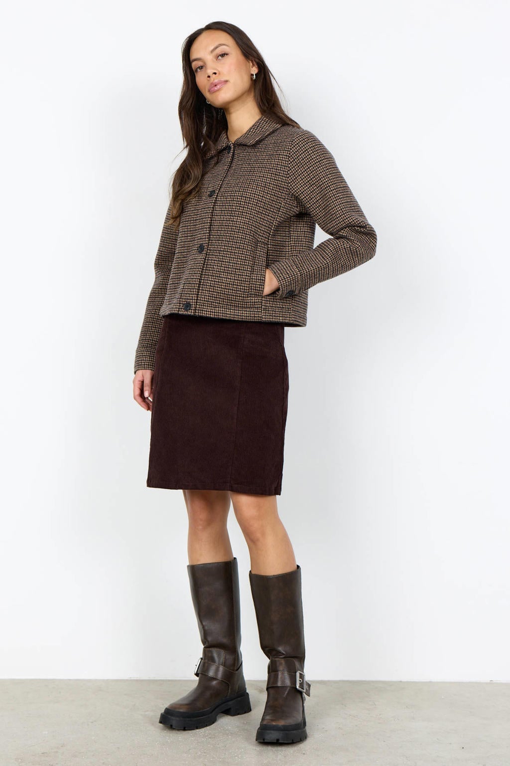 Soyaconcept geruite jas - bruin