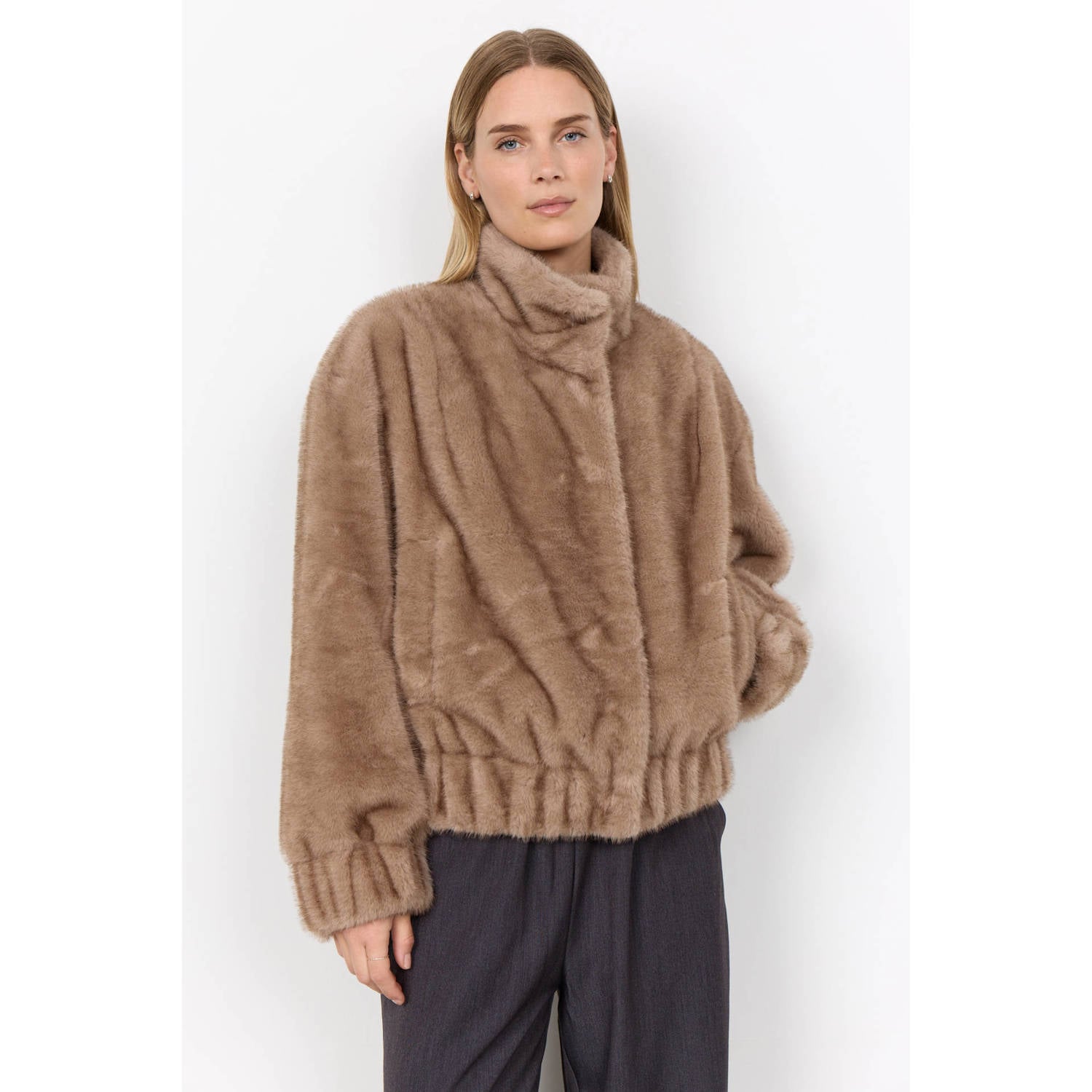 Soyaconcept faux fur jas beige