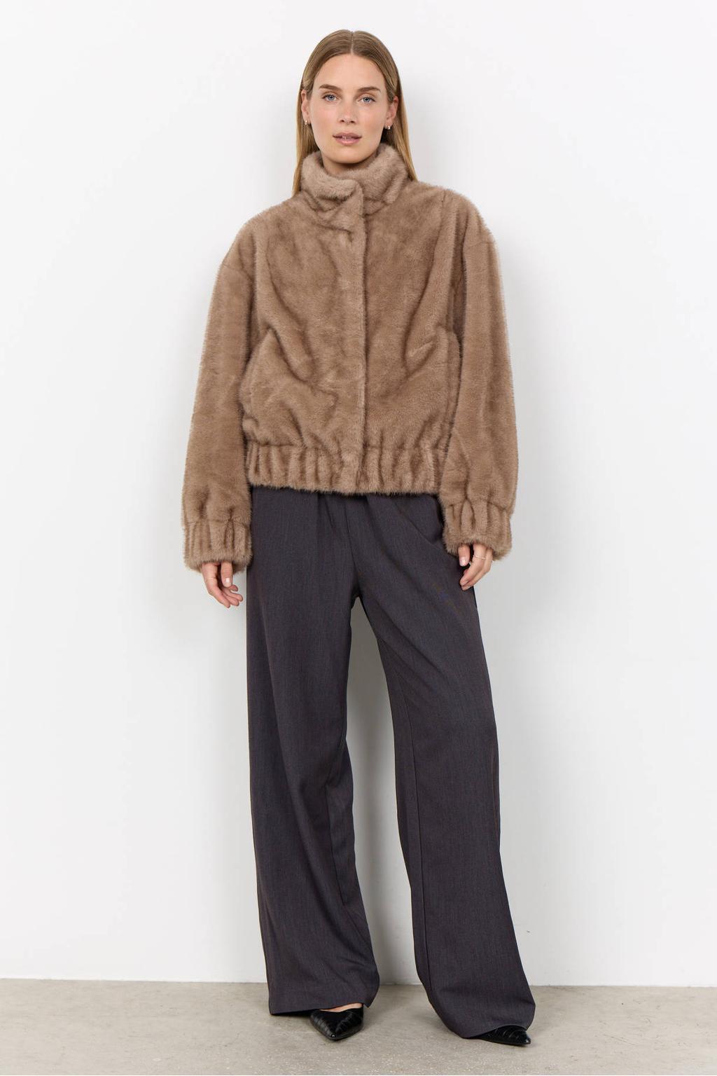 Soyaconcept faux fur jas - beige