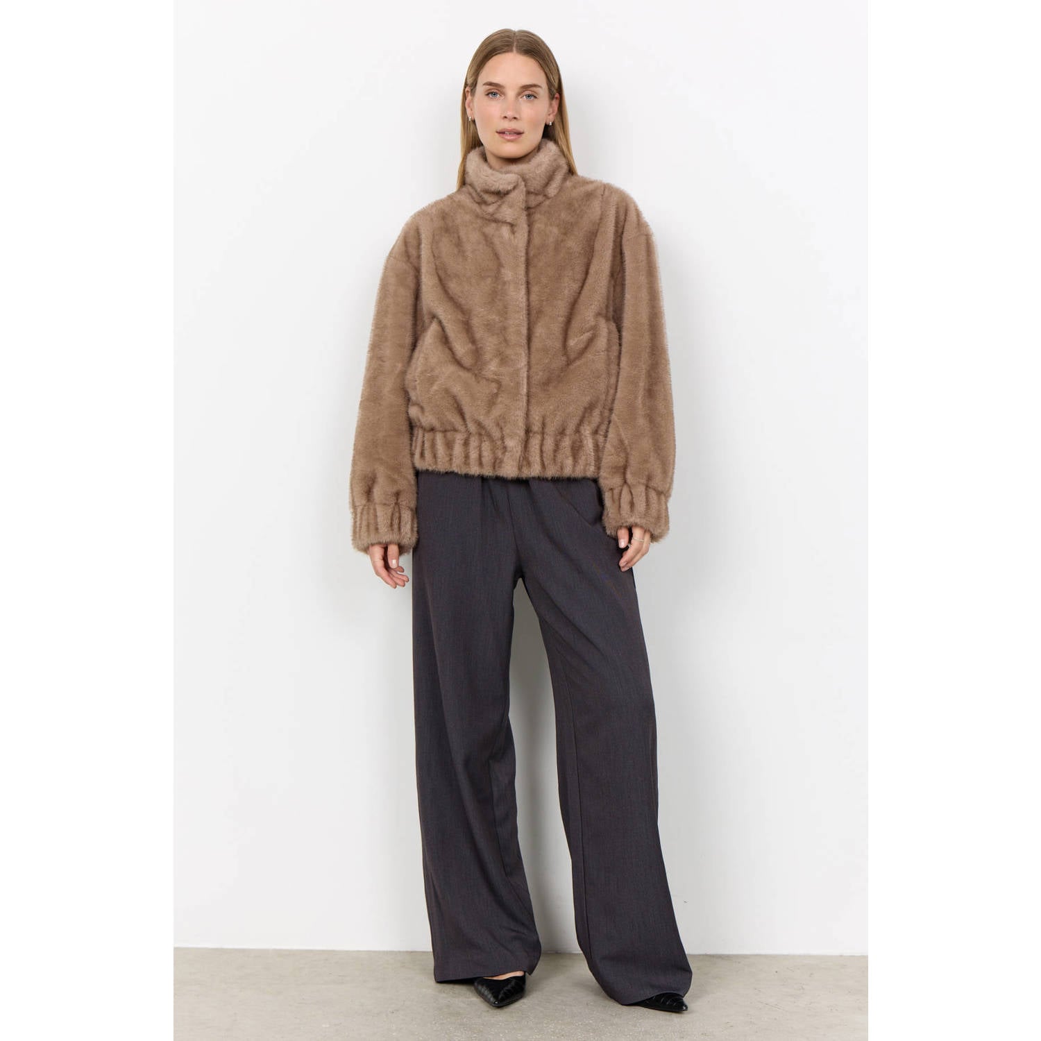 Soyaconcept faux fur jas beige