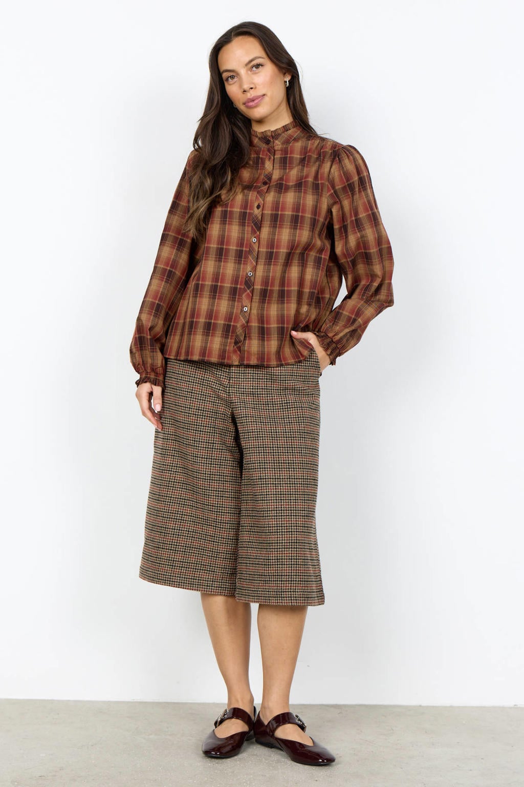 Soyaconcept geruite blouse - bruin