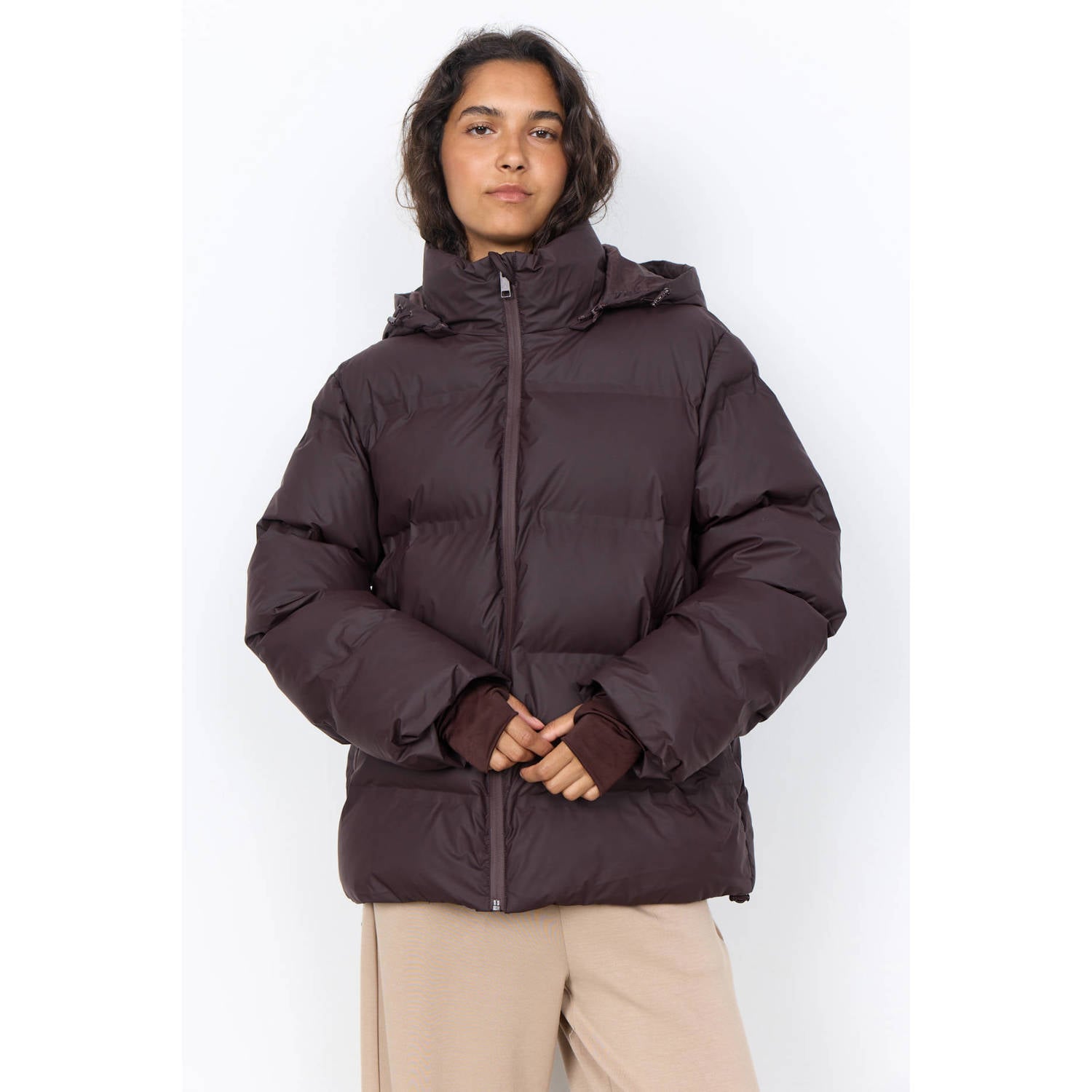 Soyaconcept winterjas donkerbruin