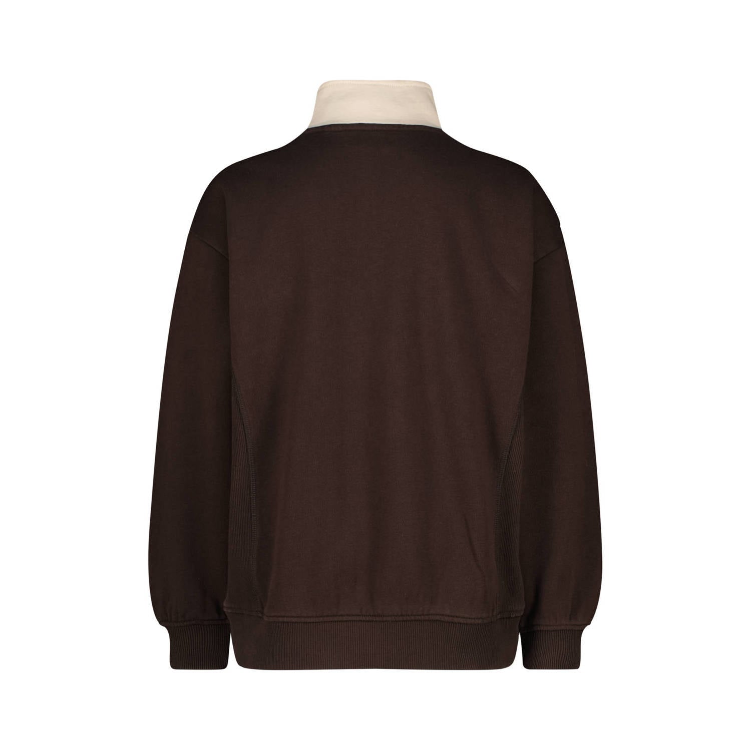 Vingino oversized sweater met tekst donkerbruin beige