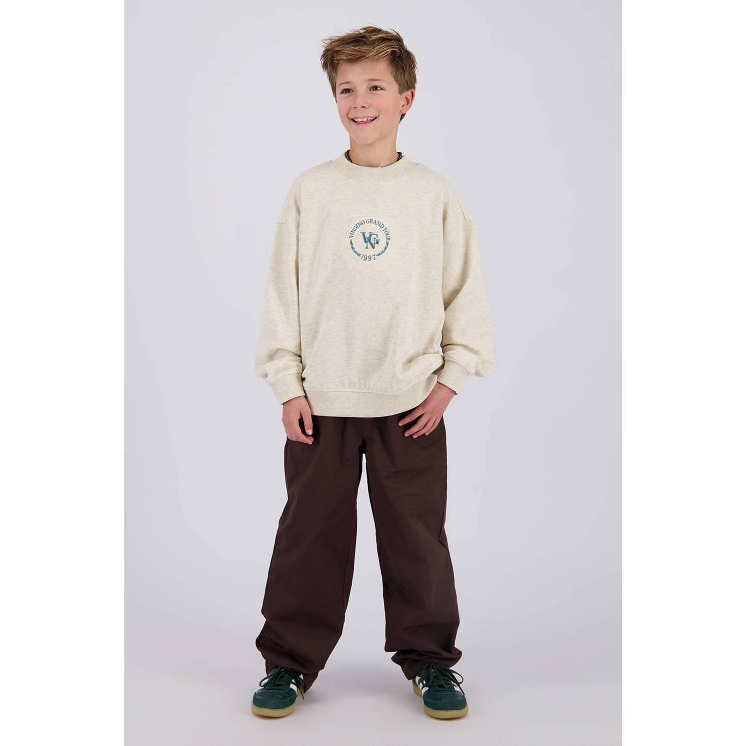 Vingino loose fit casual broek donkerbruin