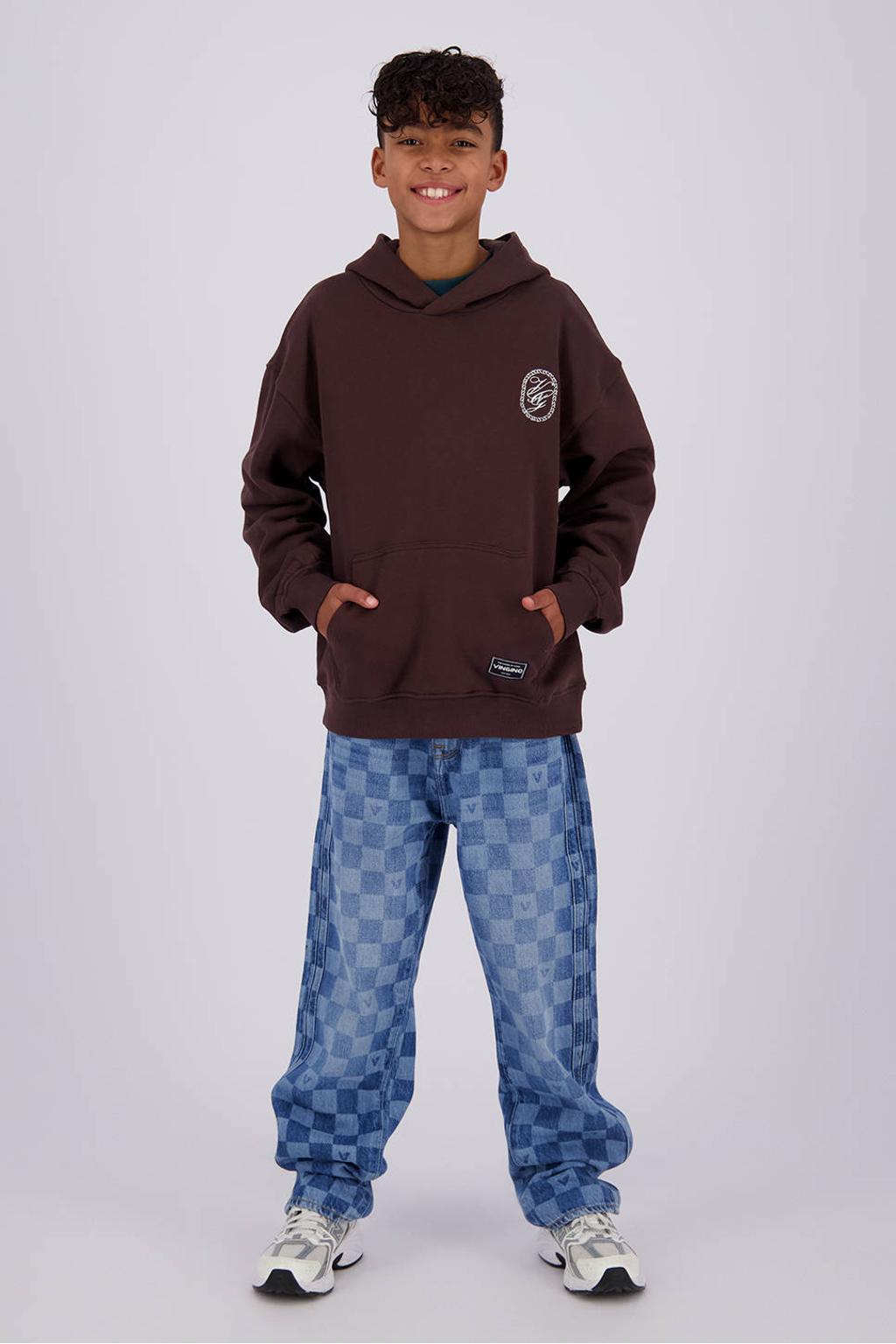 Vingino Cadore loose fit geruite jeans met check - tinted mid blue