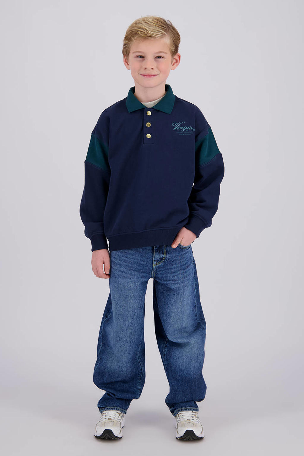 Vingino oversized sweater - donkerblauw/donkergroen