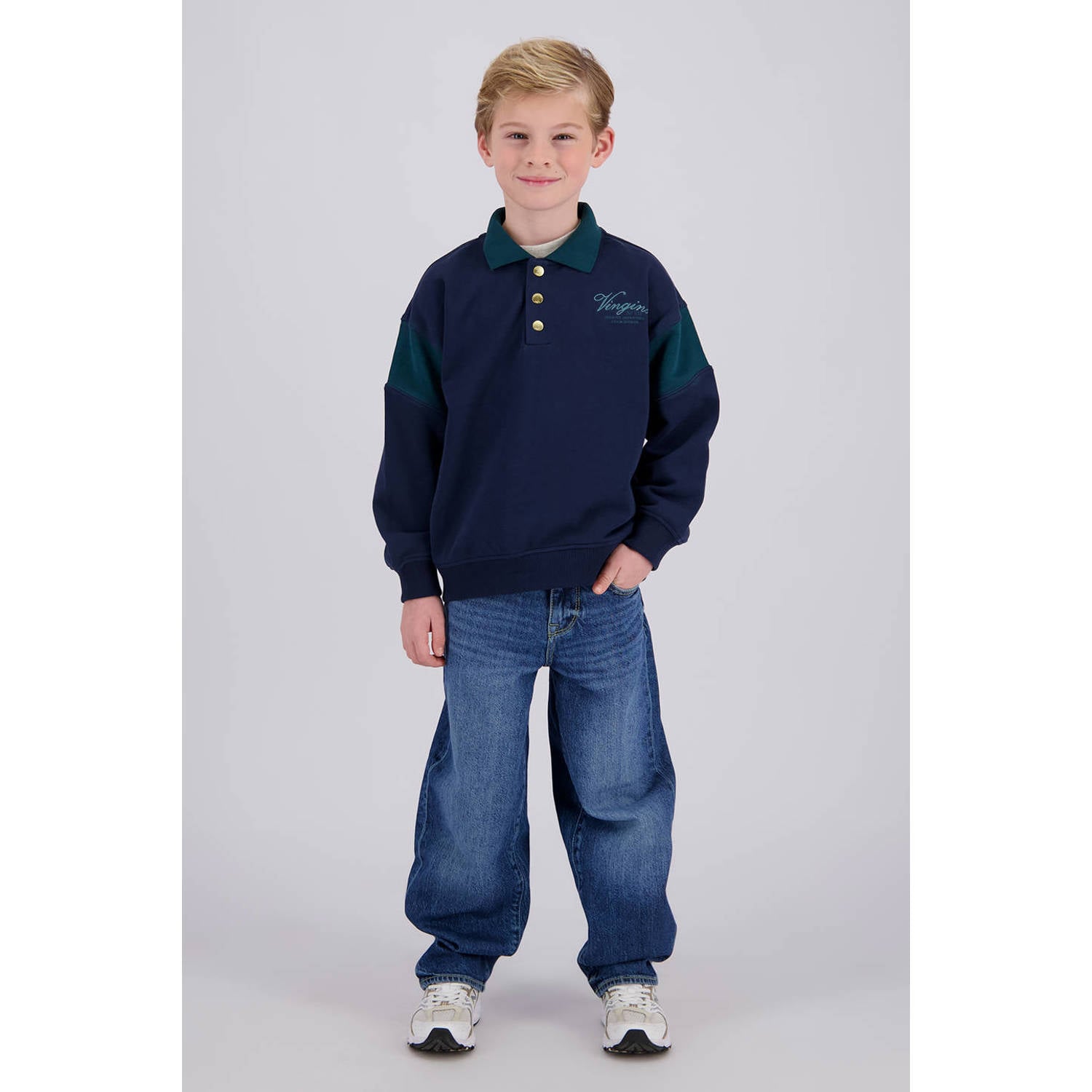 Vingino oversized sweater donkerblauw donkergroen