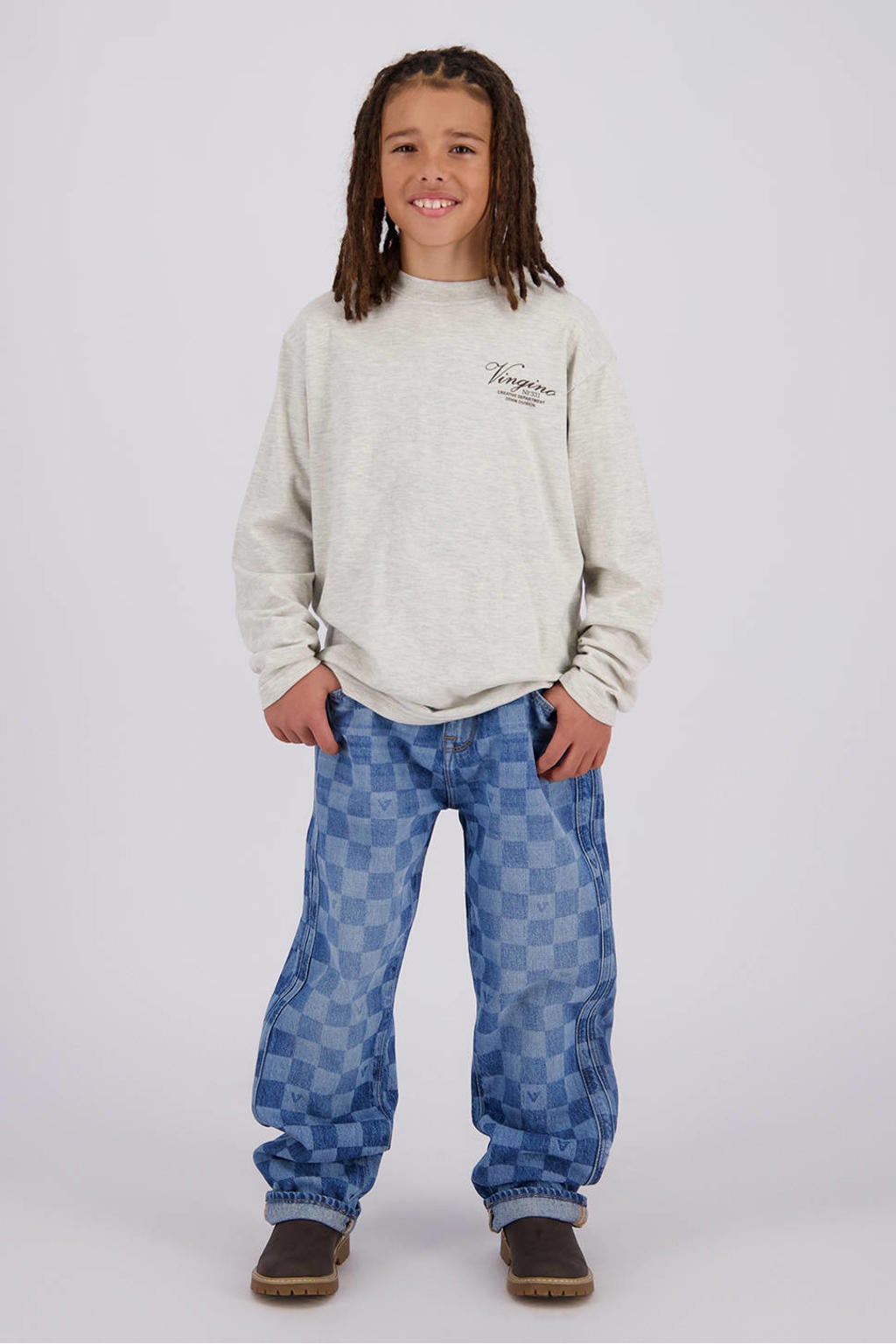 Vingino oversized longsleeve met backprint - ecru