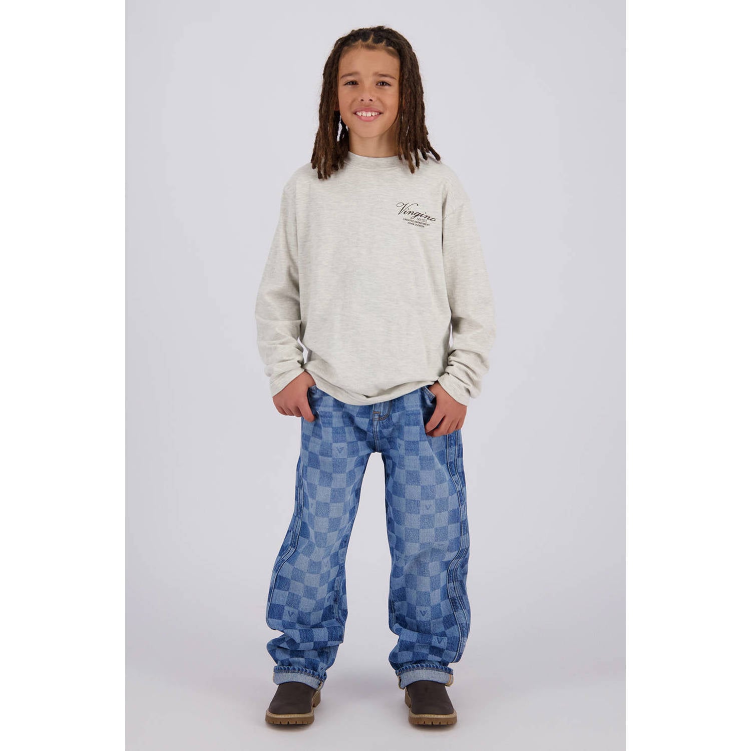 Vingino oversized longsleeve met backprint ecru