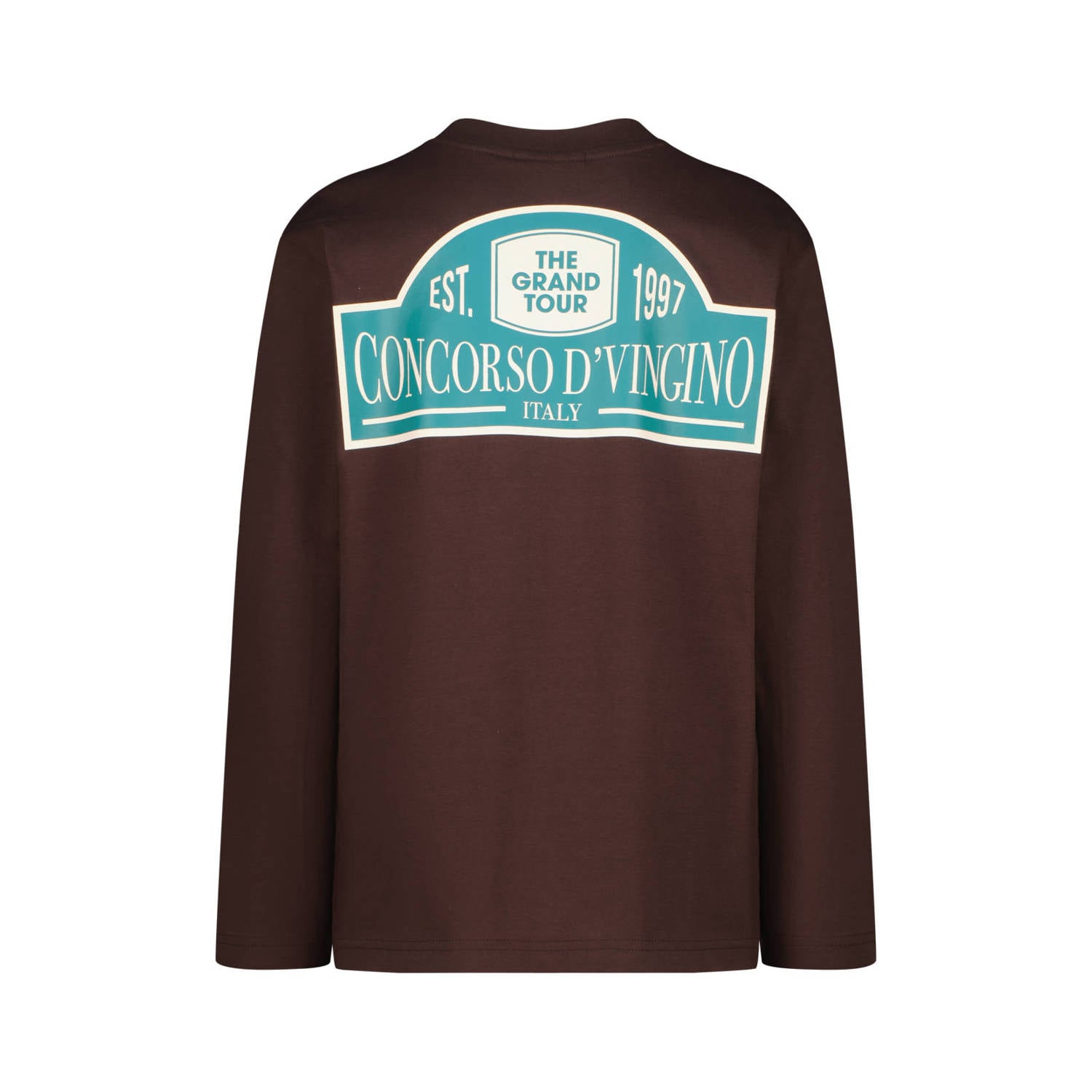 Vingino oversized longsleeve met backprint donkerbruin blauw