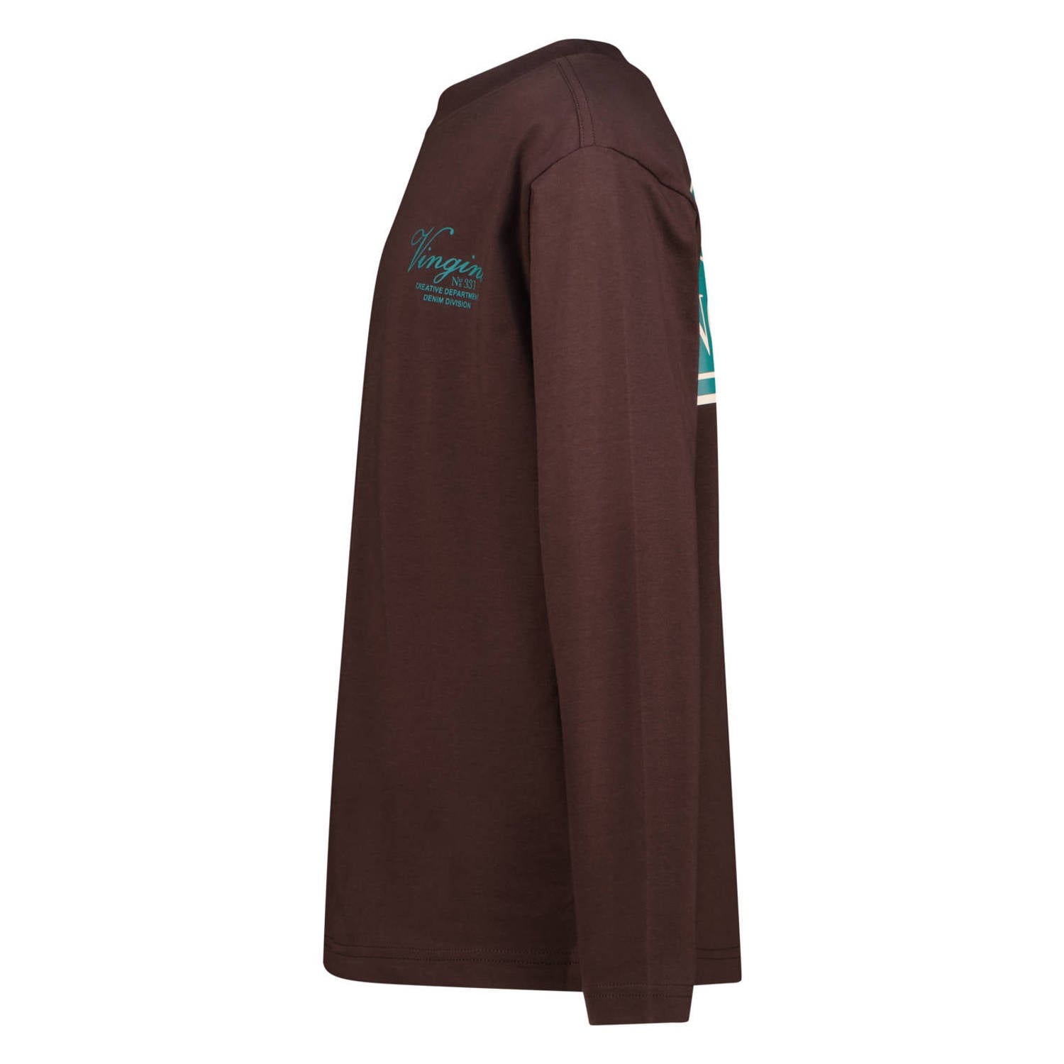 Vingino oversized longsleeve met backprint donkerbruin blauw