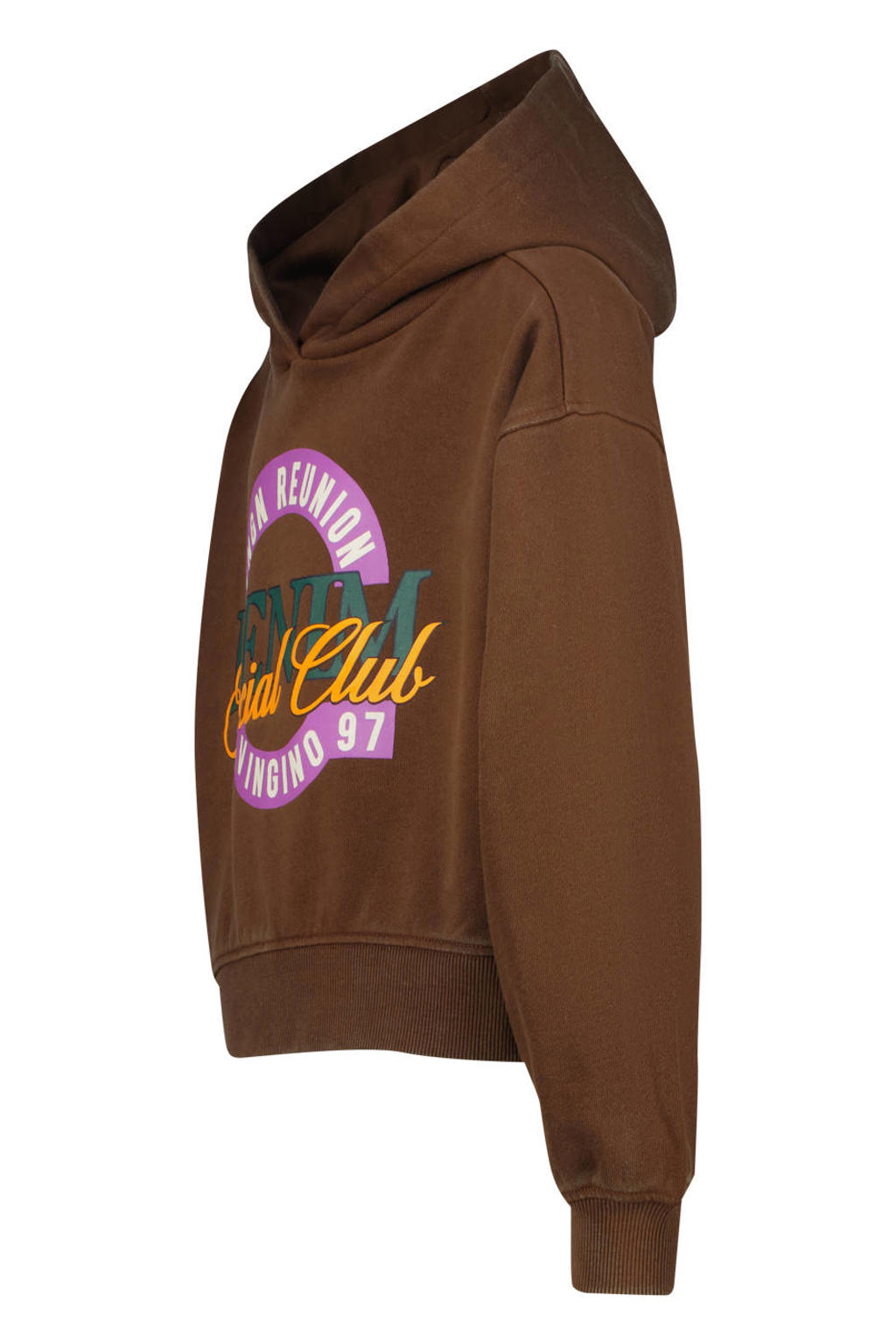 Vingino rechtvallende hoodie met print - donkerbruin