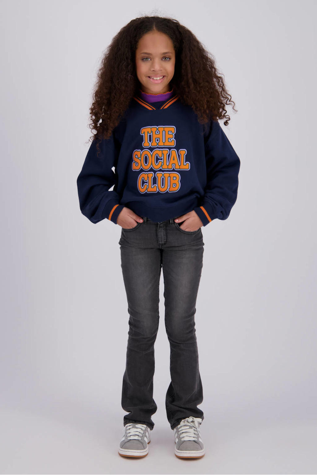 Vingino rechtvallende sweater met print - donkerblauw