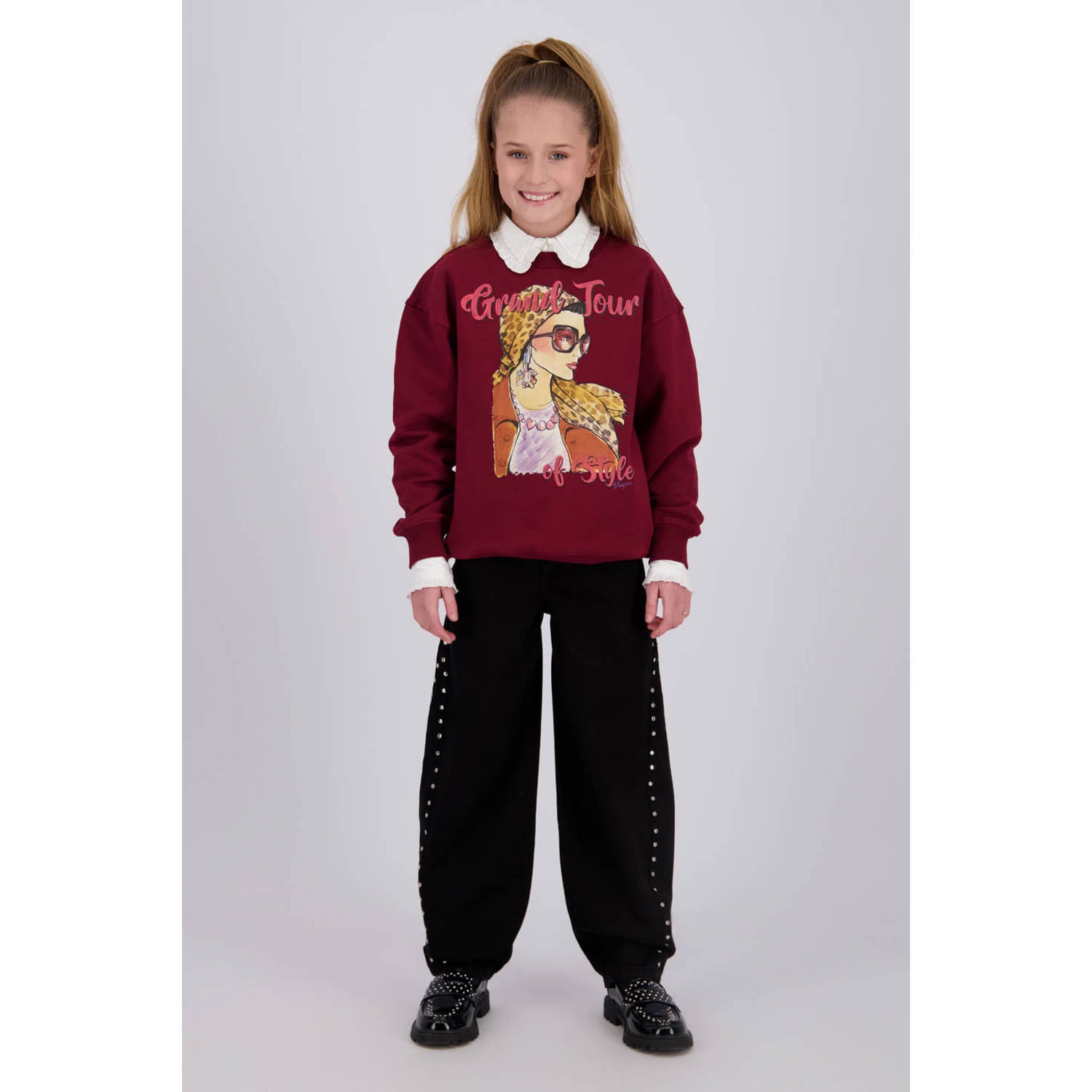 Vingino rechtvallende sweater met print donkerrood