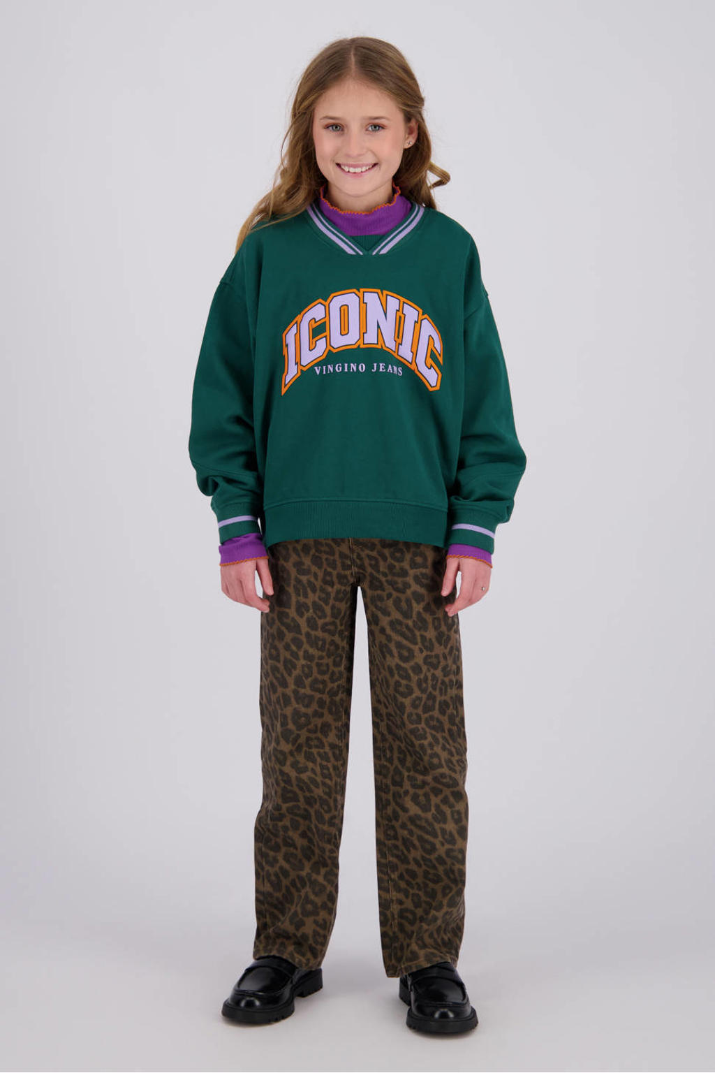 Vingino rechtvallende sweater met print - groen