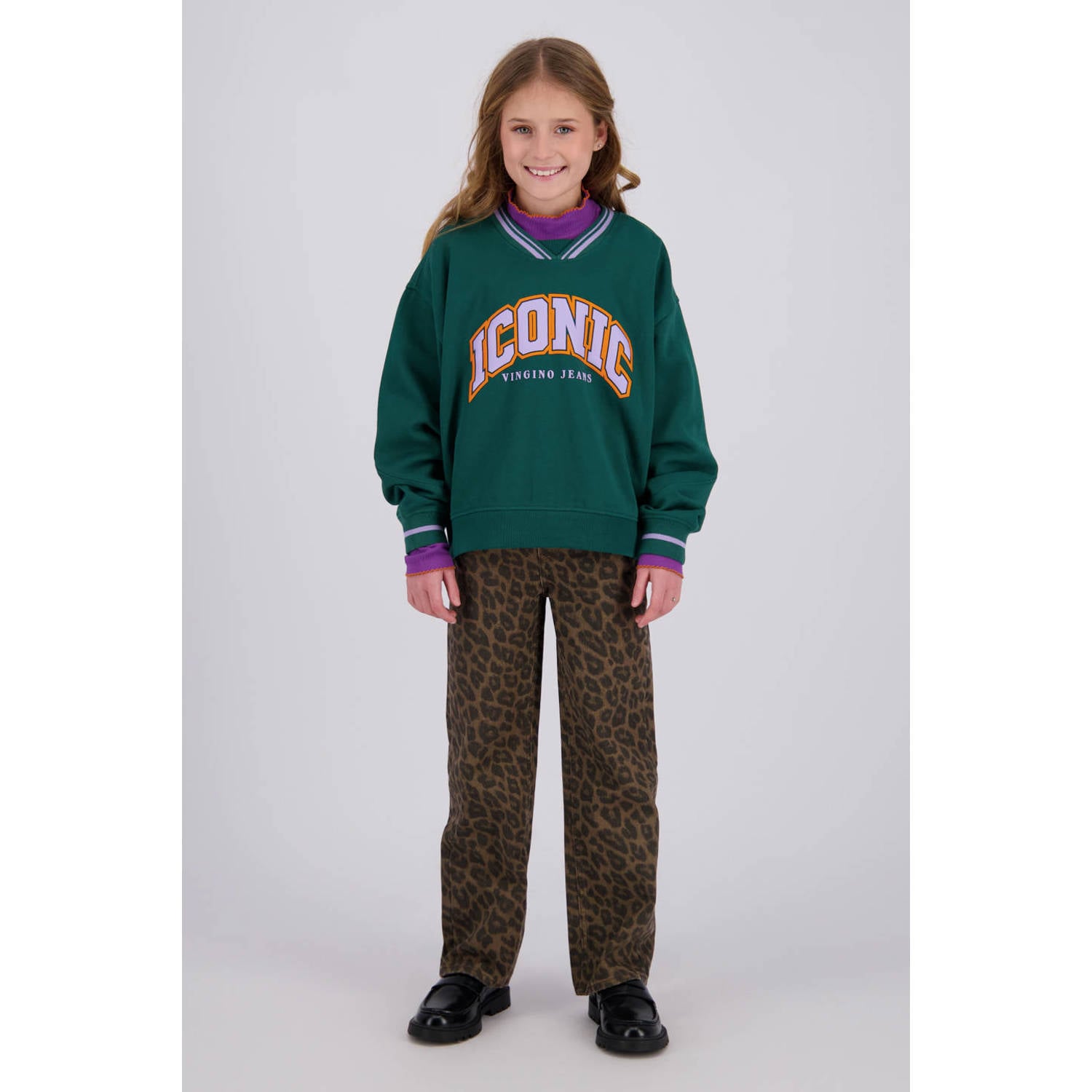 Vingino rechtvallende sweater met print groen